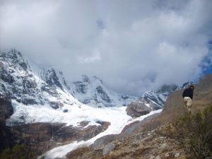 Hiking through the snow