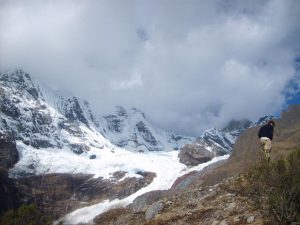 Snow on Huayhuas trek Peru