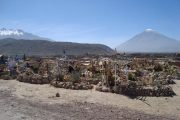 Cemetery and Misti and Chanchani Volcanoes