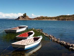 Small fishing boats Lake Titicaca