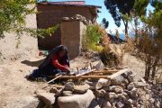 Old woman weaving