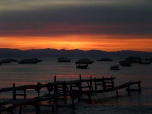 Sunset Copacabana Titicaca Bolivia
