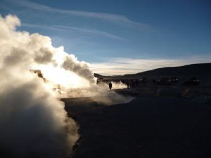 Geysers sunrise Salar de Uyuni