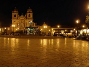 Plaza de Armas of Cusco at night