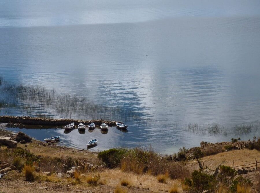 Vissersbootjes Isla del Sol Titikaka