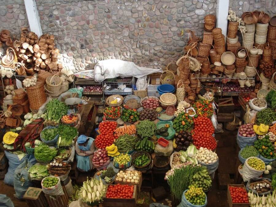 Groente afdeling in lokale markt