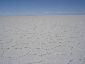 Hexagonal salt shapes on the Salar
