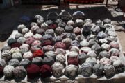 Selling traditional hats in Tarabuco