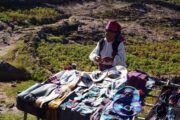 Knitting man on Taquile Island