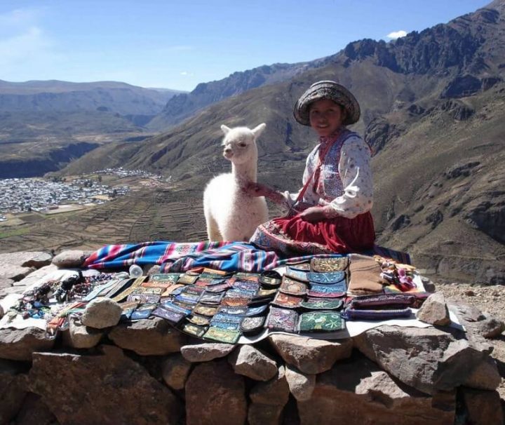 Local girl with lama in Chivay