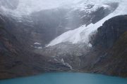 Hiking past lakes and snow