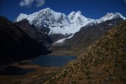 Snowcapped mountains on Huayhuas Trek