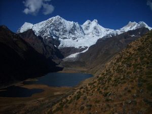 Snowcapped mountains on Huayhuas Trek