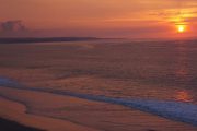 Sunset on Pacific beach of Ecuador