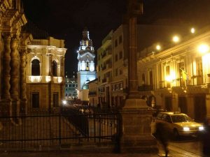 City tour in Quito at night