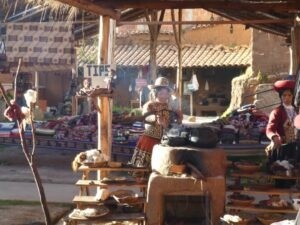 Verkoop van souvenirs Sacred Valley Peru