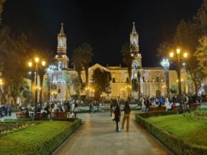 Arequipa Plaza de Armas at night